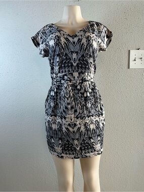 Angie Black and White V-Neck Mini Dress